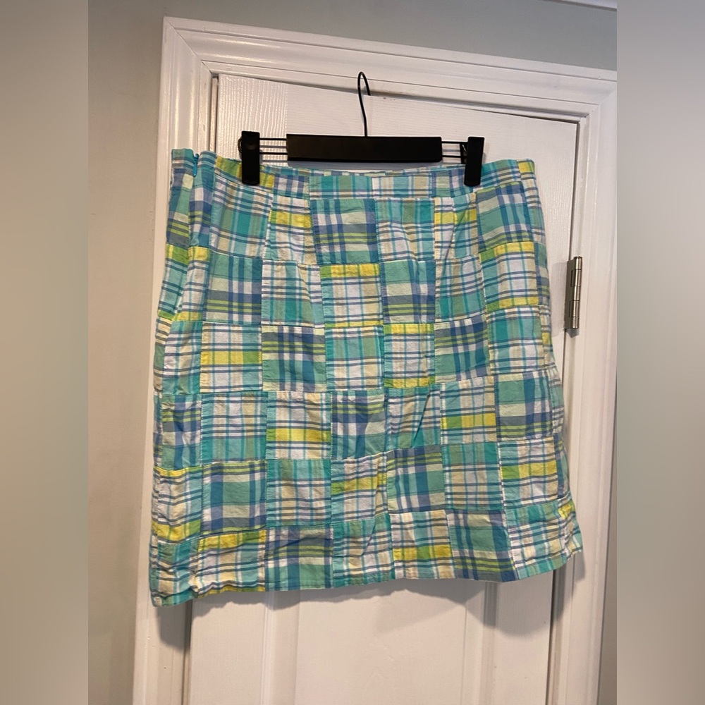 Talbots Size 14 Blue Patchwork Madras Cotton Line… - image 6